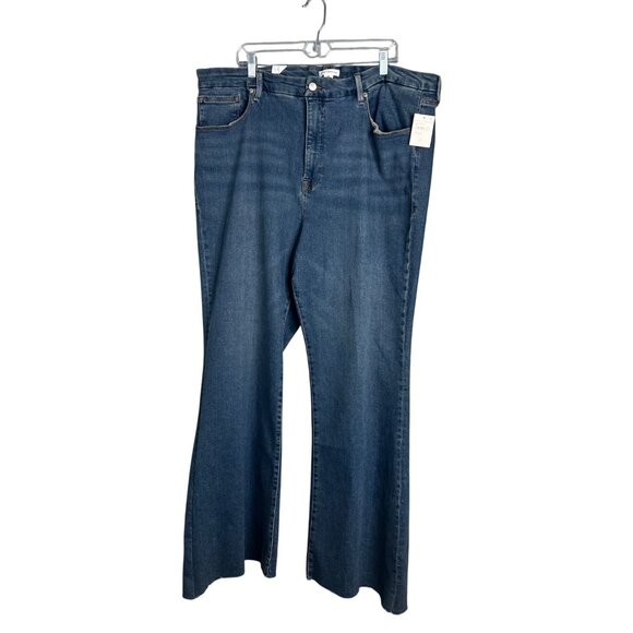 Good American High Rise‎ Flare Leg Jeans Plus Size 26 Stretch NWT - Picture 1 of 12